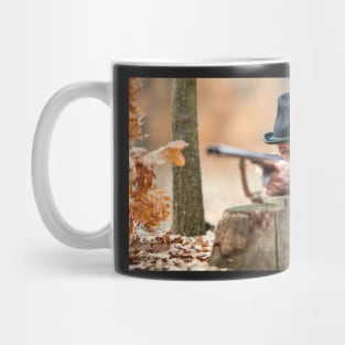 Hunter with gun in the forest Mug